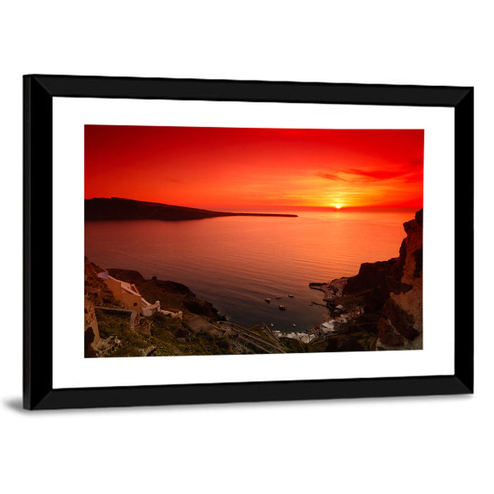 Ammoudi Bay Sunset, Oia Wall Art as a framed print