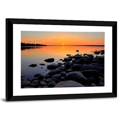 Rocky Lake Sunset Wall Art