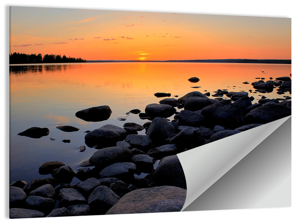 Rocky Lake Sunset Wall Art
