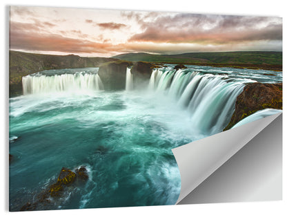 Goðafoss Waterfall at Golden Hour Wall Art