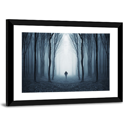 Lone Figure in Misty Forest Wall Art