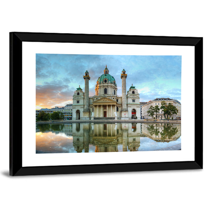 Karlskirche at Golden Hour Wall Art as a framed print