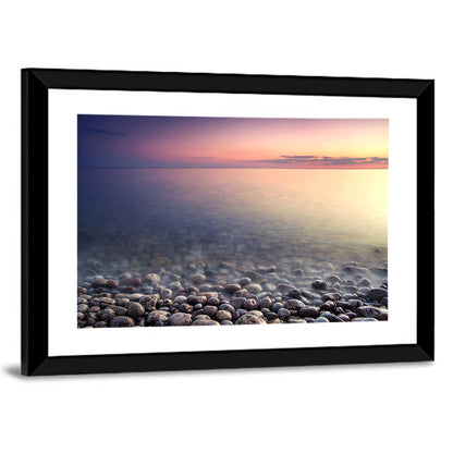 Pebbled Shore Sunset Wall Art