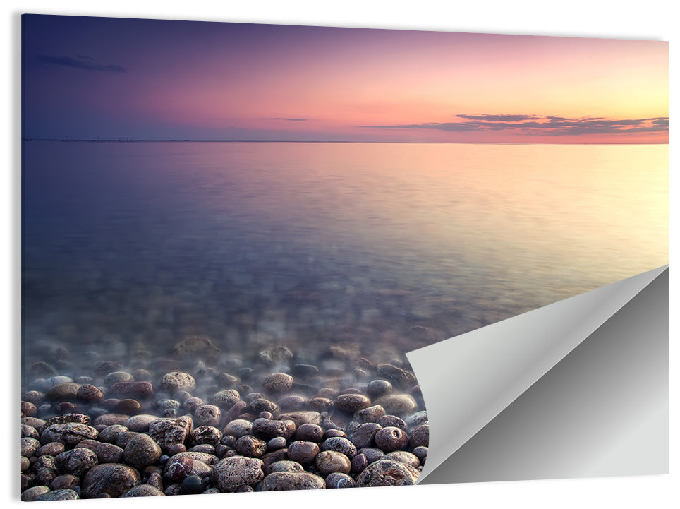 Pebbled Shore Sunset Wall Art