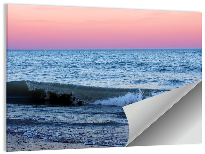 Lake Michigan Sunset with Sailboat Wall Art as a poster print