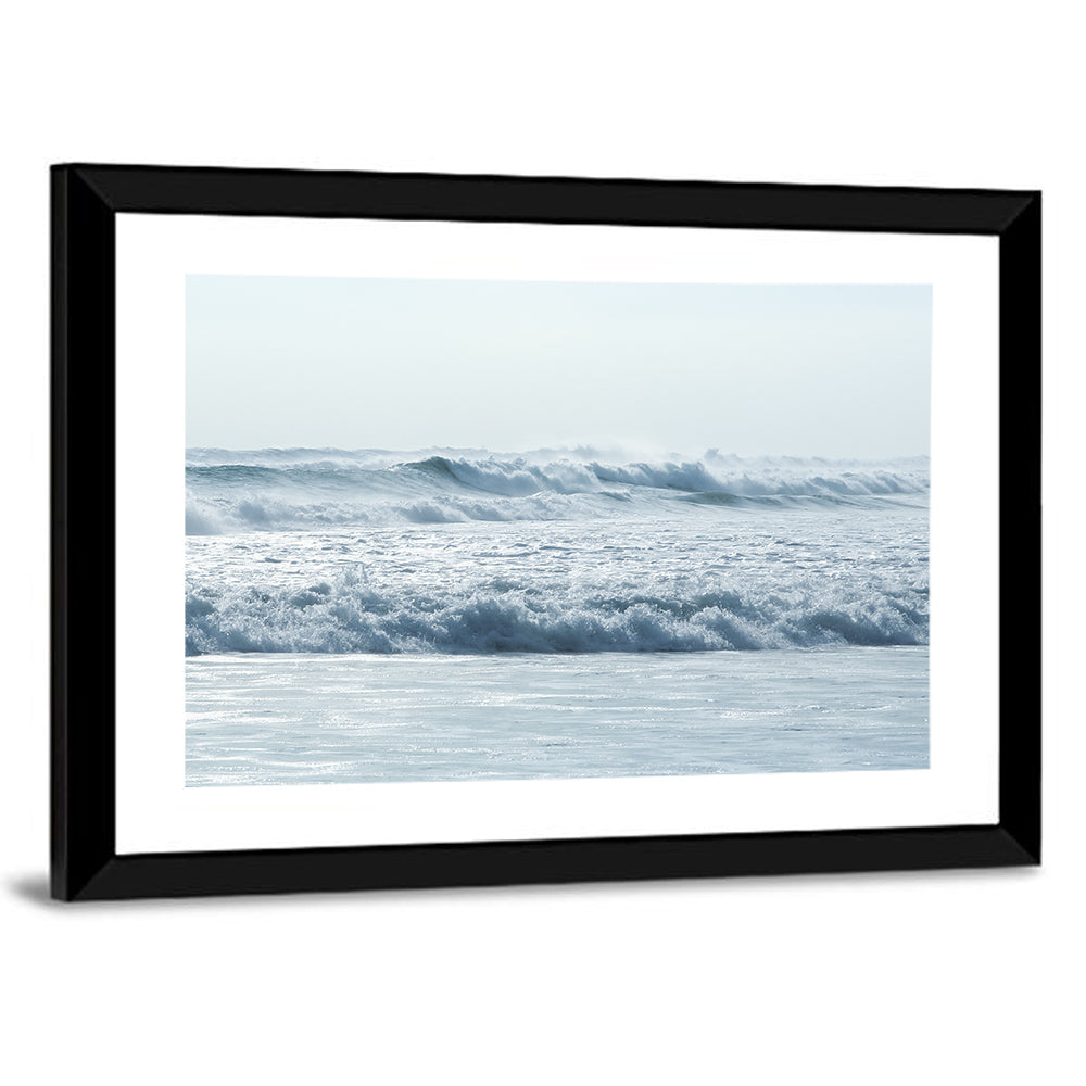 Misty Horizon Ocean Waves Wall Art