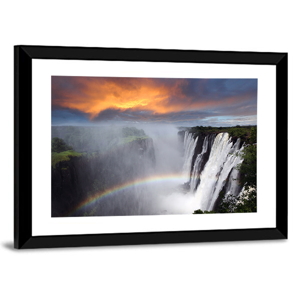 Victoria Falls Rainbow at Dusk Wall Art