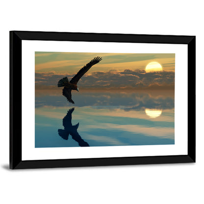 Bald Eagle Sunset Reflection Wall Art