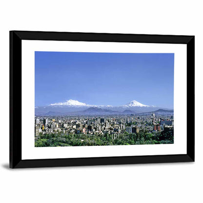 Mexico City Skyline with Volcanoes Wall Art