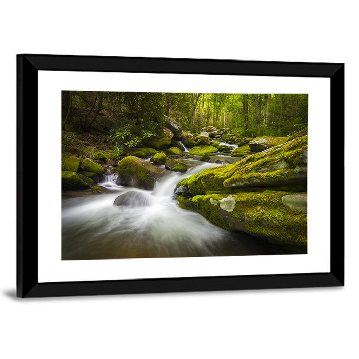 Gatlinburg Park Stream Wall Art as a framed print