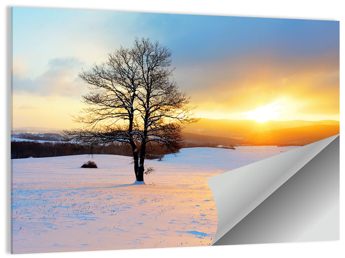 Snowy Winter Sunrise Wall Art as a poster print