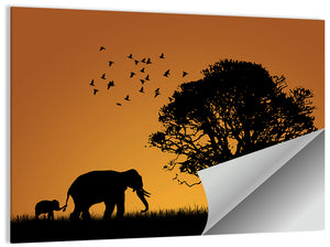 African Elephant's Family Wall Art