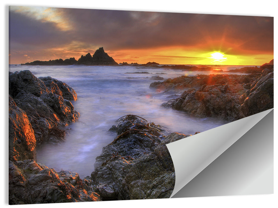 Tramore Rocky Coast Sunset Wall Art