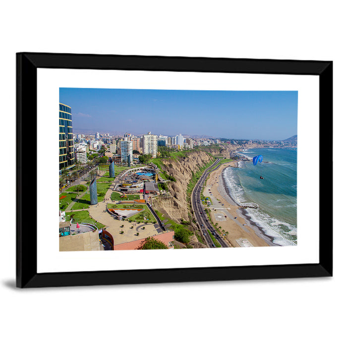 Miraflores Park Coastline Wall Art as a framed print