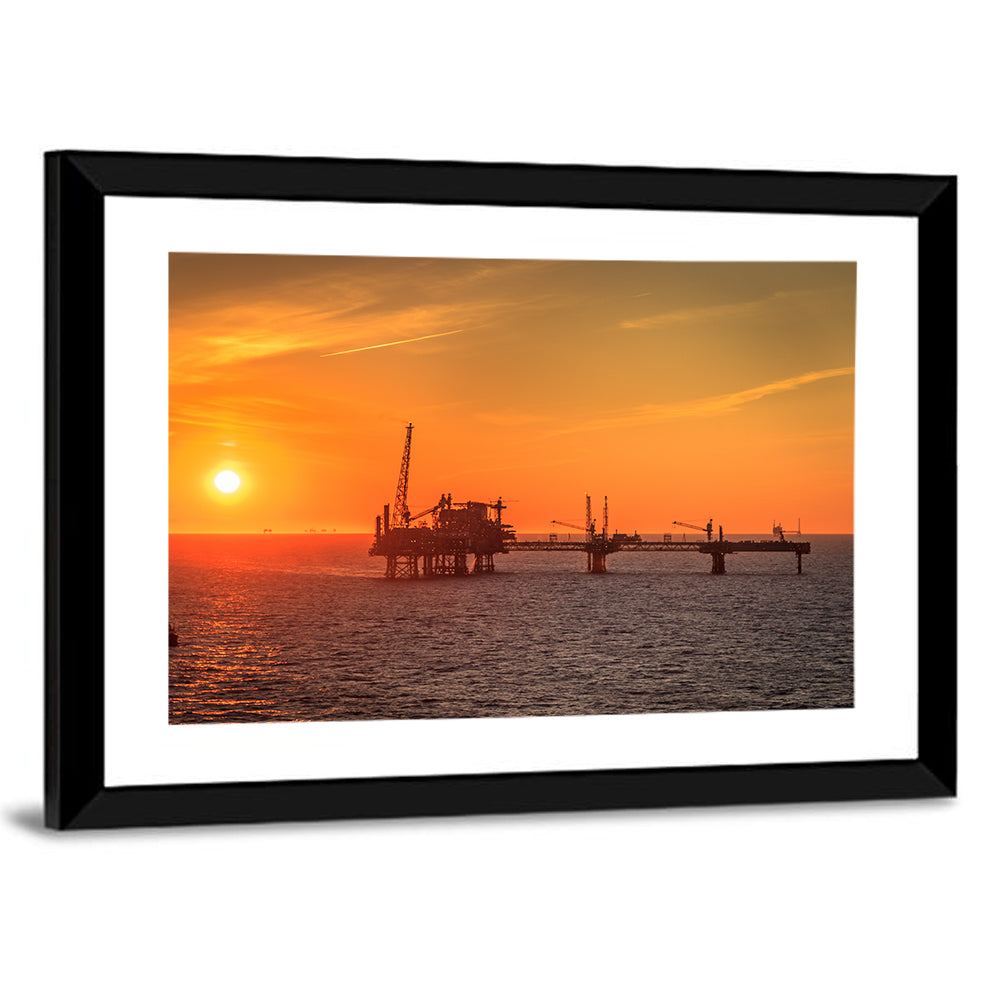 Denmark Oil Rig at Sunset Wall Art