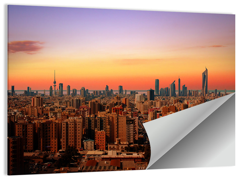 Kuwait City Skyline at Dusk Wall Art, poster print, landscape