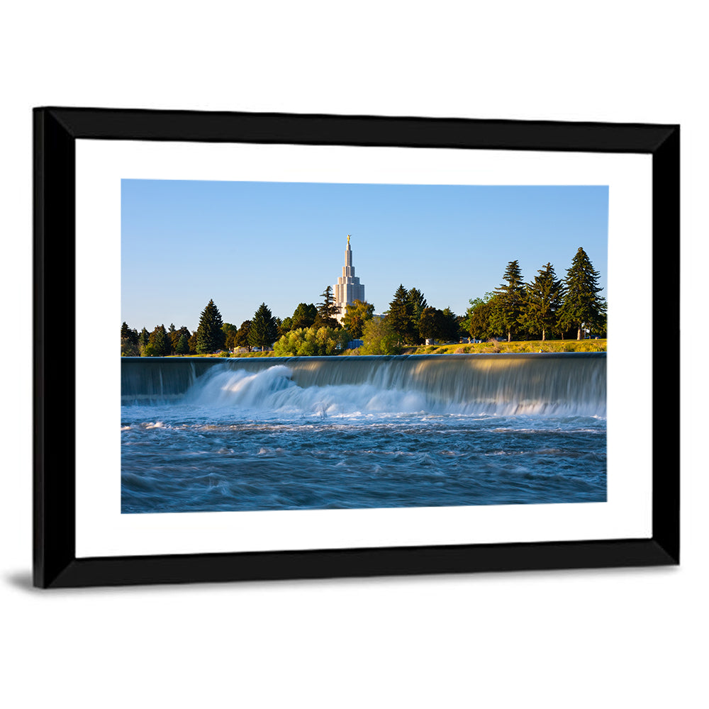 Idaho Falls Temple and Waterfall Wall Art