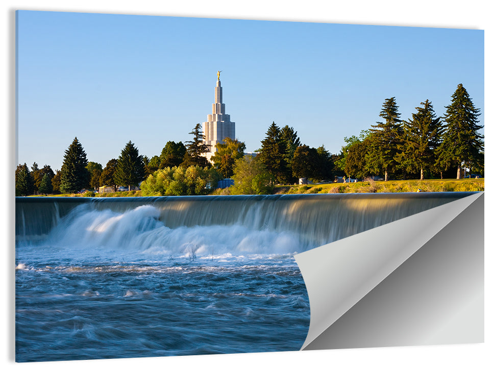 Idaho Falls Temple and Waterfall Wall Art