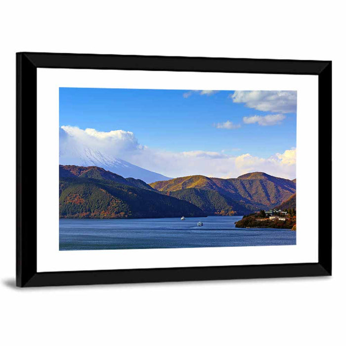 Mount Fuji Over Lake Ashi Wall Art as a framed print