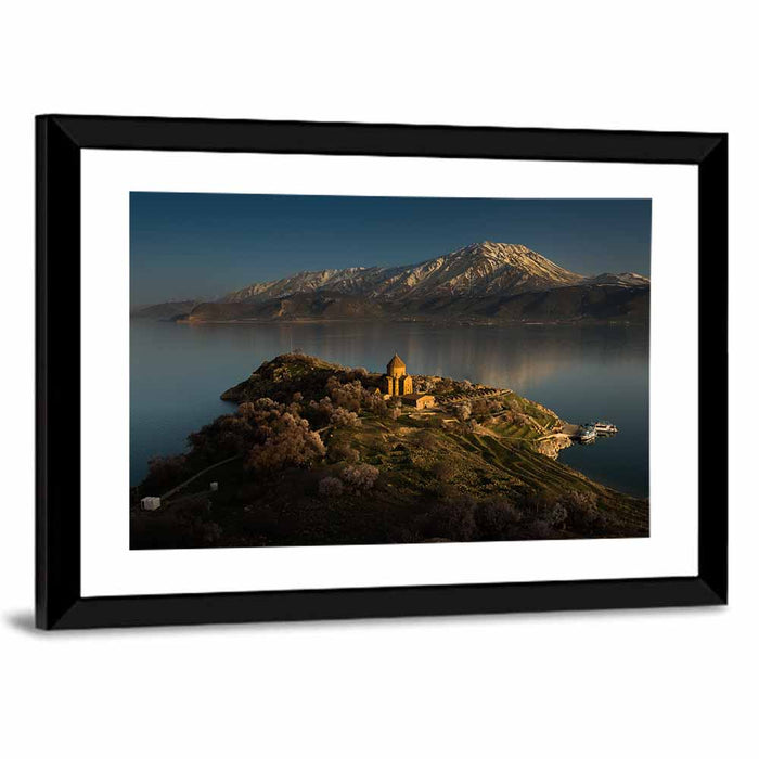 Akdamar Cathedral on Lake Van Wall Art as a framed print