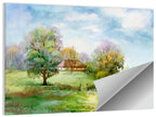 Spring Cottage by the Stream Wall Art