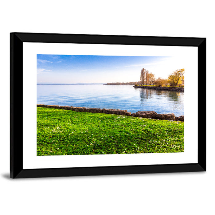 Lake Neuchatel Meadow Wall Art as a framed print