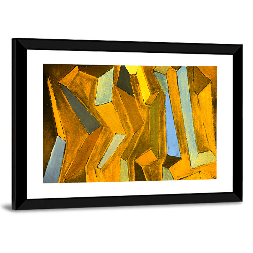 Golden Blocks Abstract Wall Art
