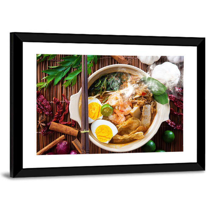 Malaysian Prawn Mee Bowl Wall Art as a framed print