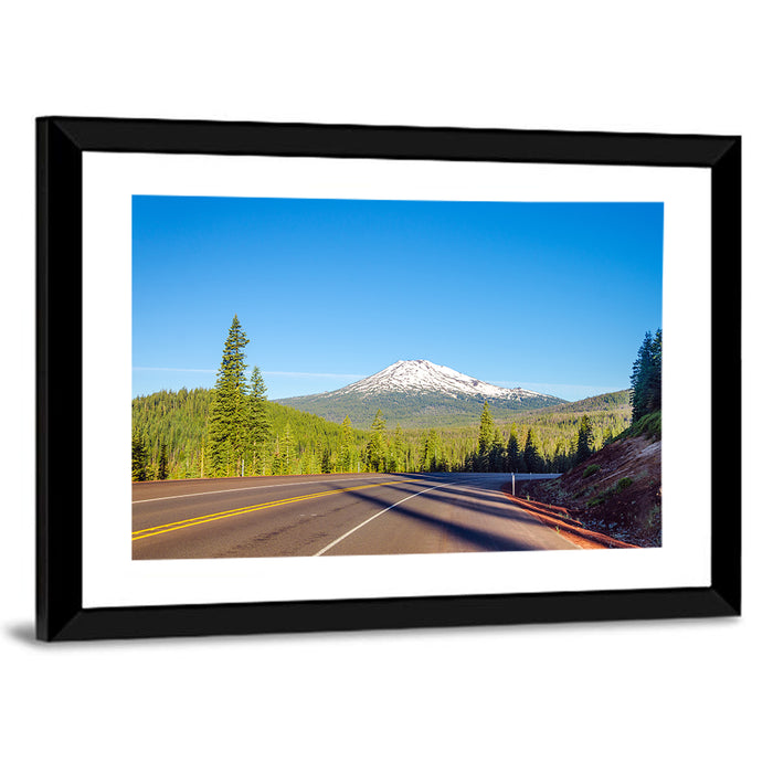Highway to Mount Bachelor Wall Art as a framed print