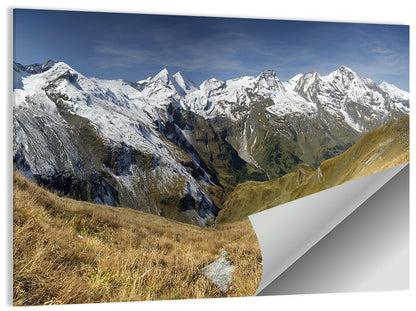 Crisp Alpine Valley with Snow-capped Peaks Wall Art