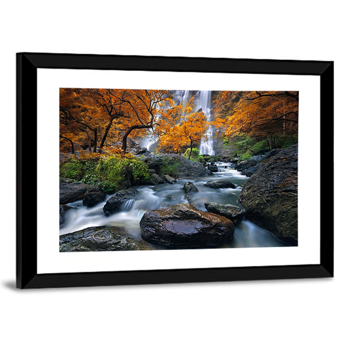 Konglan Autumn Waterfall Wall Art as a framed print