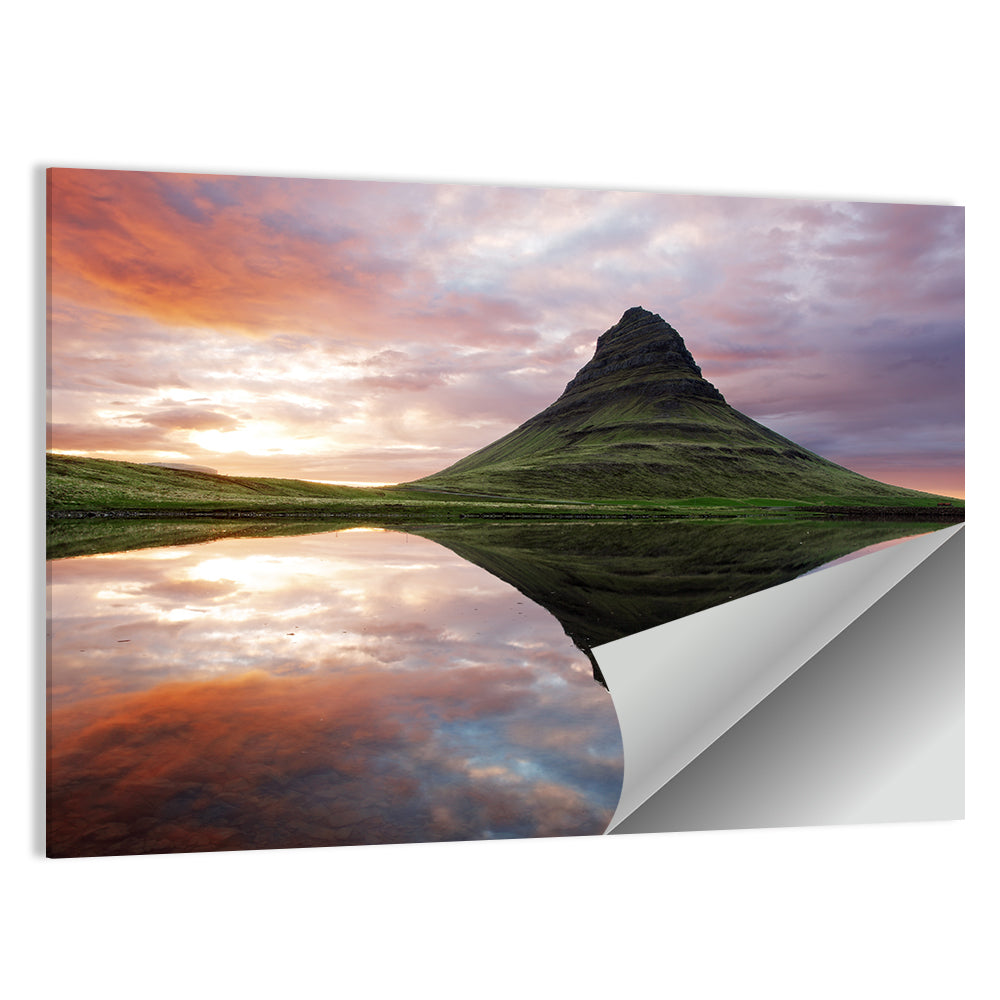 Kirkjufell Sunset Reflection Wall Art