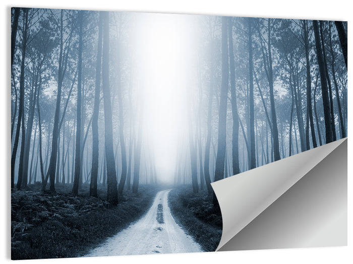 Misty Forest Road at Twilight Wall Art as a poster print