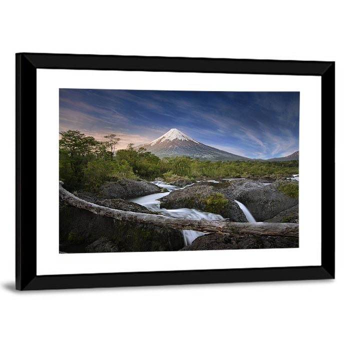 Osorno Volcano at Petrohue Falls Wall Art as a framed print