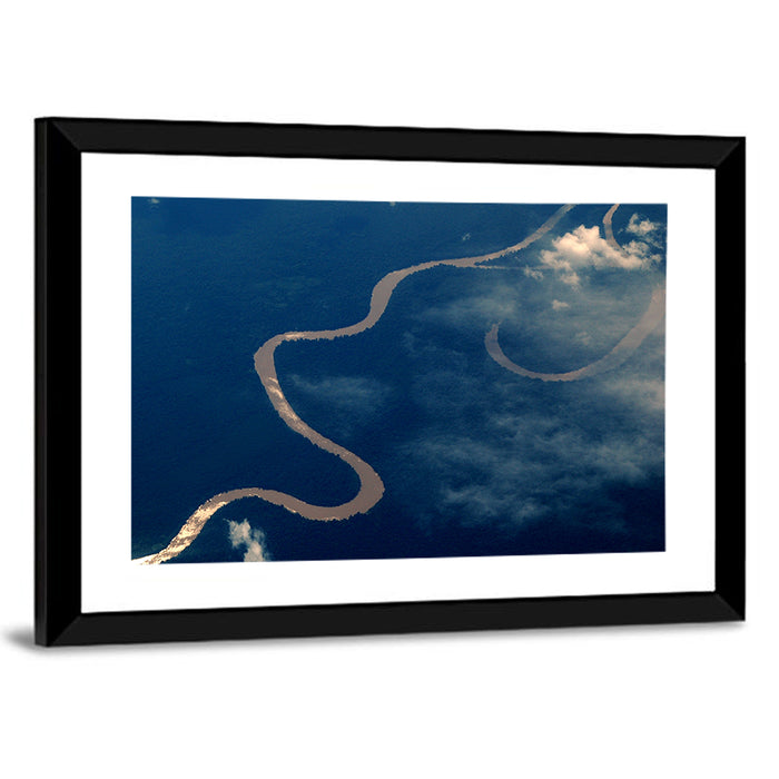 Sunlit Meander of the Amazon River Wall Art as a framed print