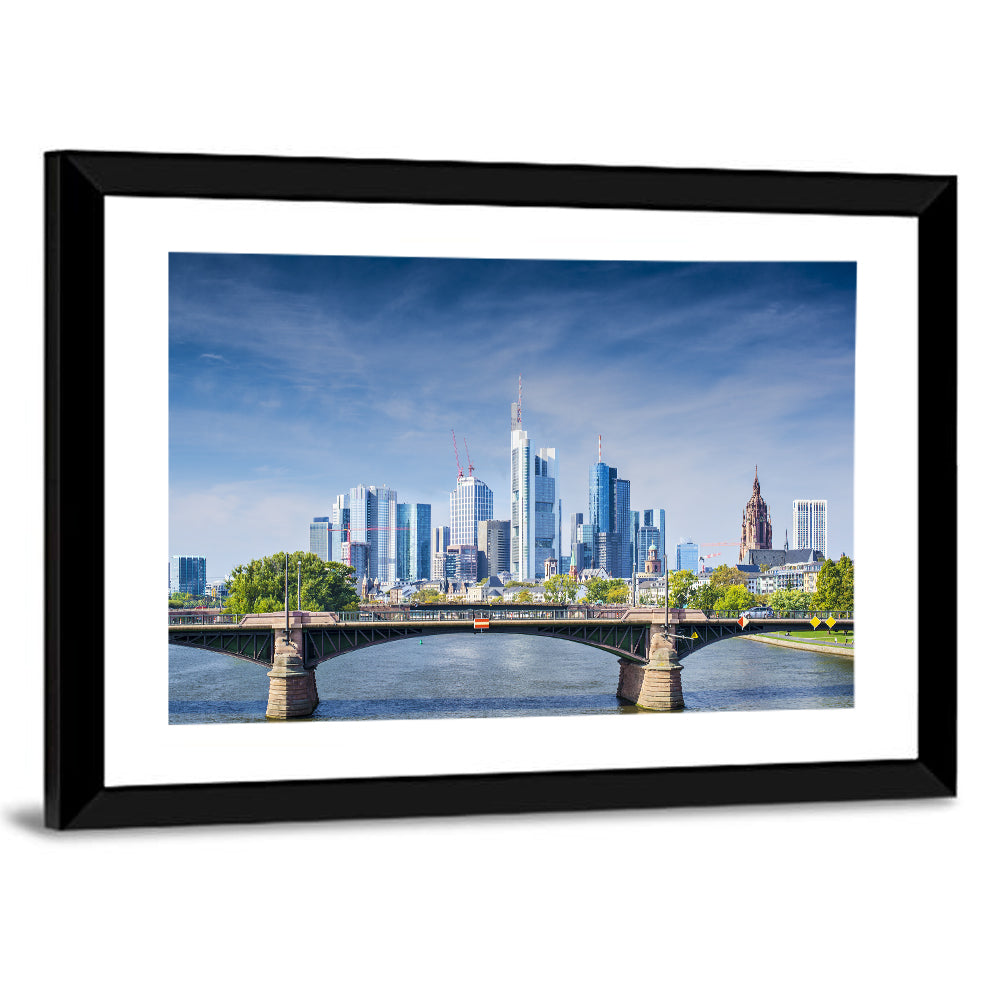 Frankfurt Skyline with Eiserner Steg Wall Art