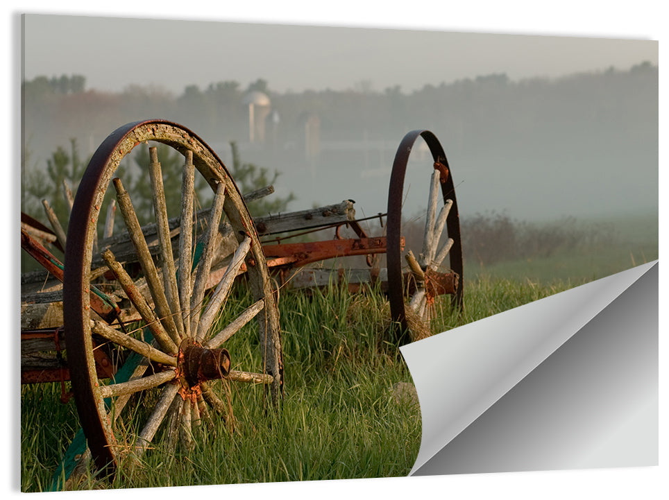 Weathered Wagon in Morning Mist Wall Art