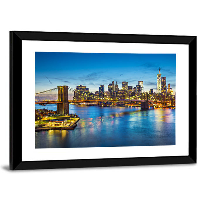 Brooklyn Bridge with Jane's Carousel Wall Art as a framed print
