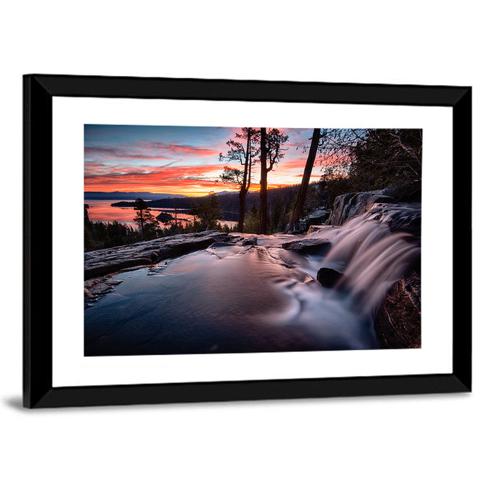Waterfall Near Lake Tahoe Wall Art as a framed print