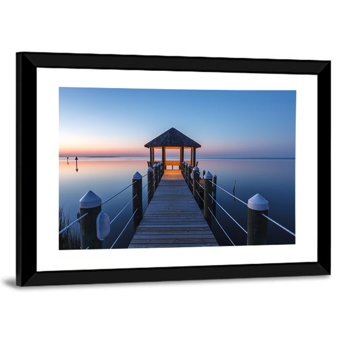 Pamlico Sound Twilight Gazebo Wall Art as a framed print