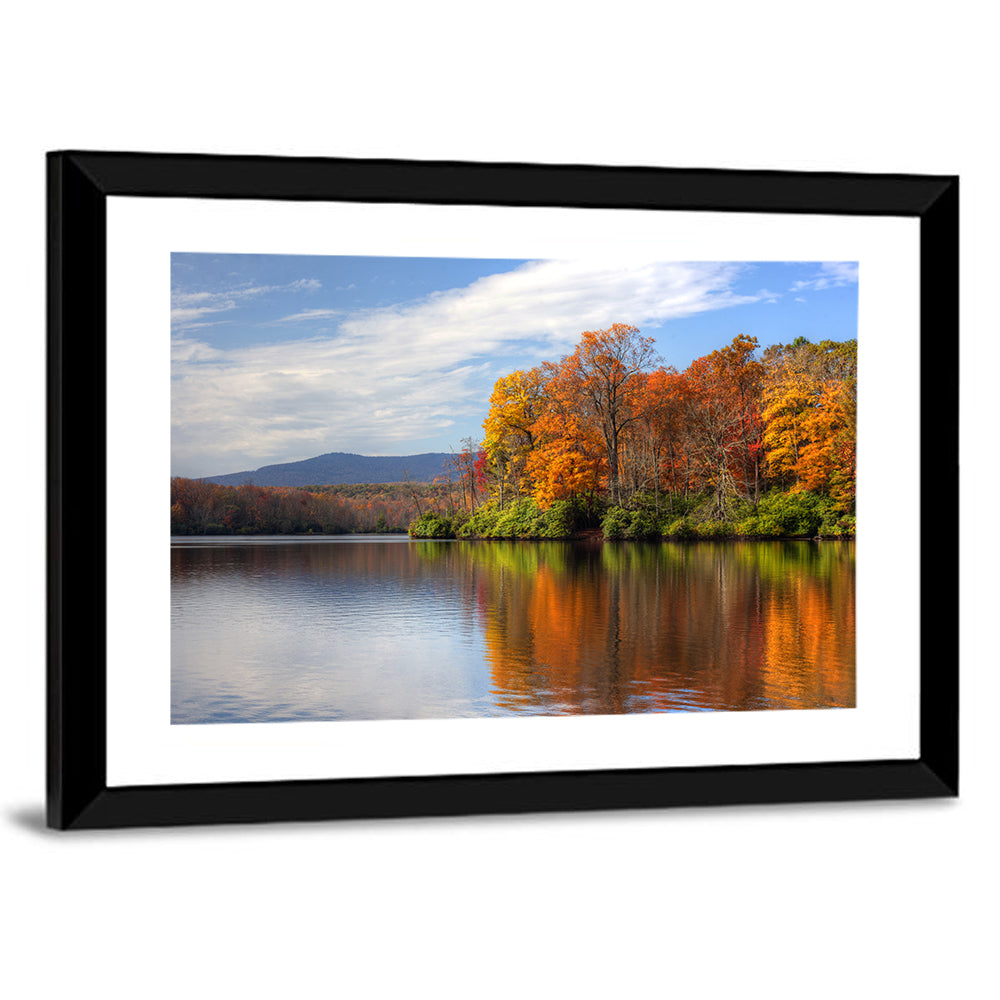 Autumn Lake with Mountain Reflection Wall Art