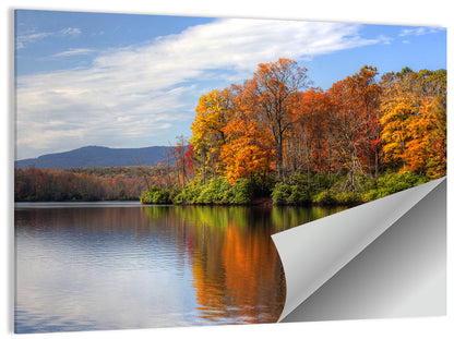 Autumn Lake with Mountain Reflection Wall Art