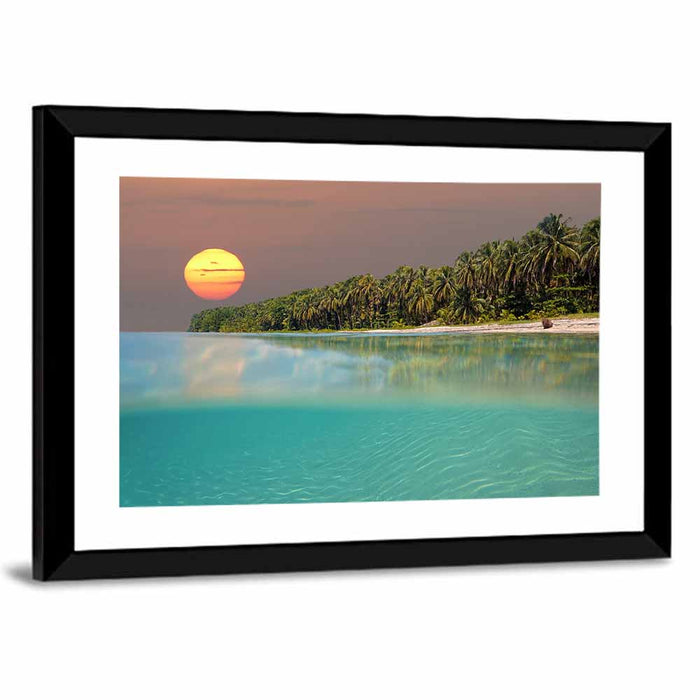 Split-level Caribbean Sunset Wall Art as a framed print