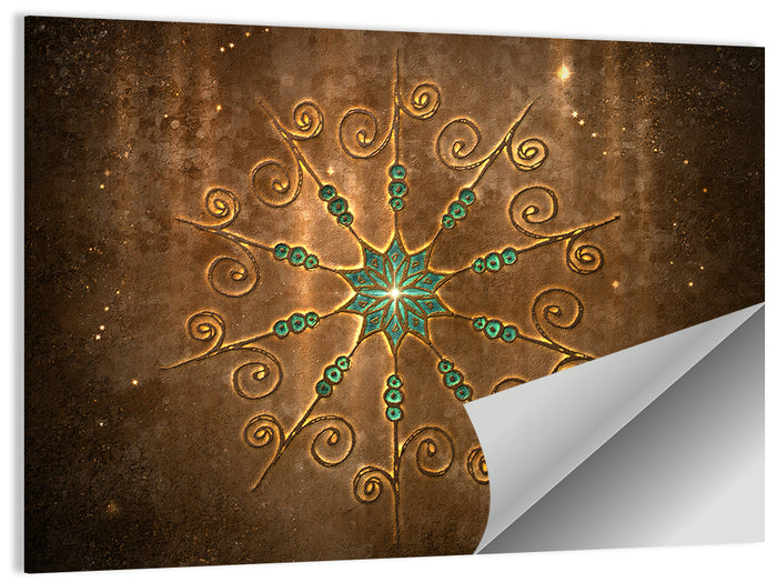 Celestial Twelve-point Mandala Star Wall Art as a poster print