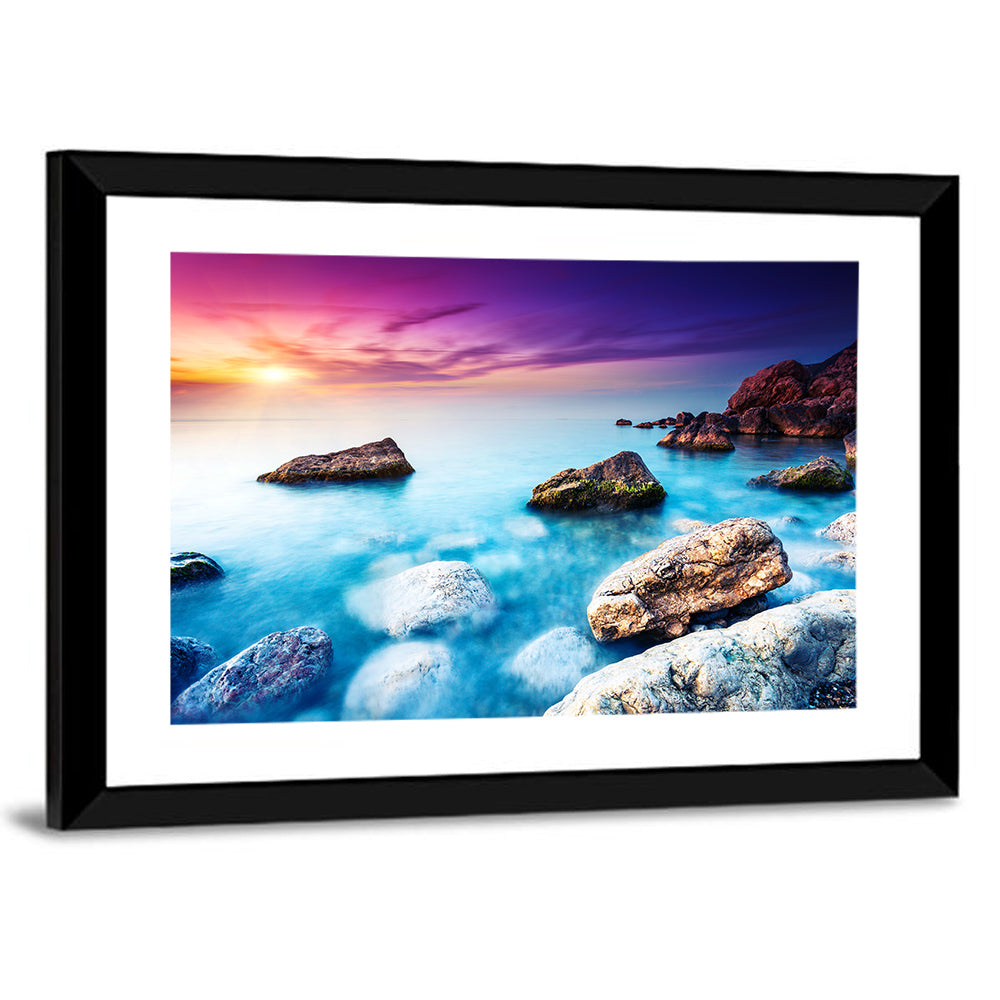 Rocky Beach Sunset Wall Art