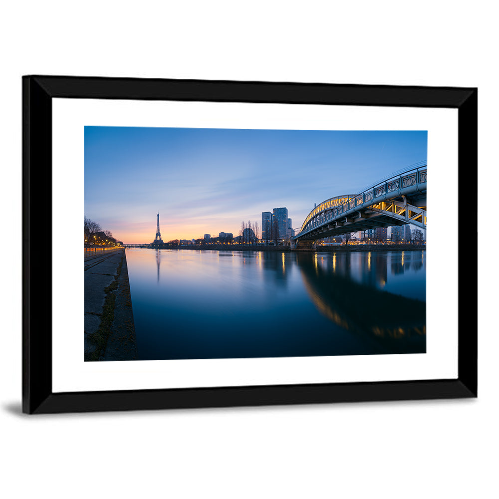 Eiffel Tower Golden Hour Reflection Wall Art