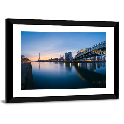 Eiffel Tower Golden Hour Reflection Wall Art