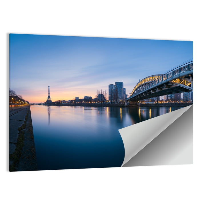 Eiffel Tower Golden Hour Reflection Wall Art as a poster print