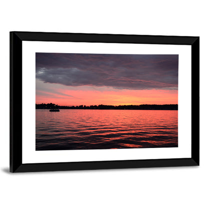 Lake James Sunset with Boat Wall Art