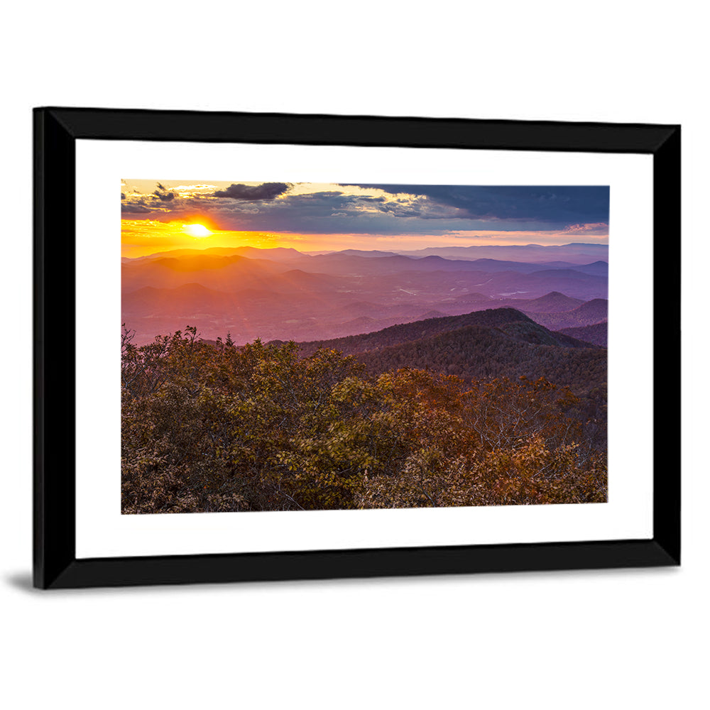 Blue Ridge Sunset Over Autumn Ridges Wall Art